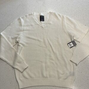 NWT‎ John Bartlett Consensus Knit Sweater Wool Nylon Cotton Size Large Cream
